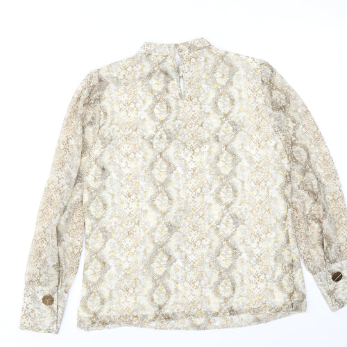 Dorothy Perkins Womens Gold Animal Print Polyester Basic Blouse Size 8 Mock Neck - Snake Print