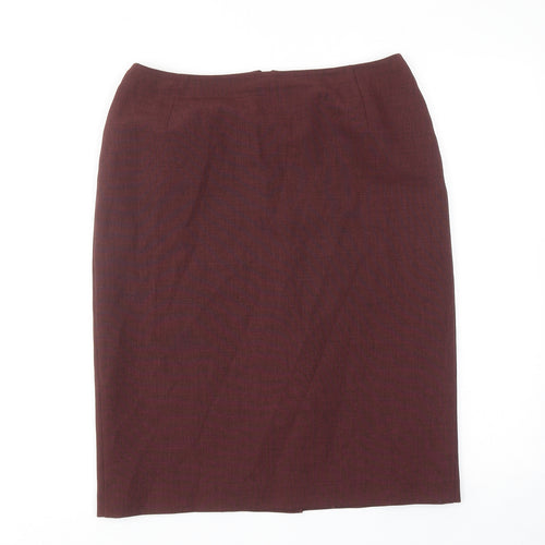 Marks and Spencer Womens Red Polyester Straight & Pencil Skirt Size 12 Zip