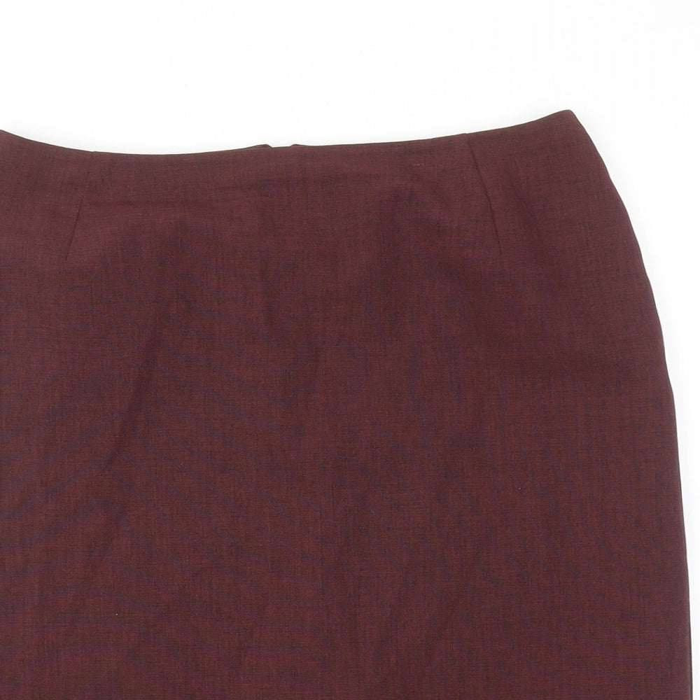 Marks and Spencer Womens Red Polyester Straight & Pencil Skirt Size 12 Zip