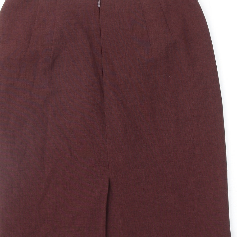 Marks and Spencer Womens Red Polyester Straight & Pencil Skirt Size 12 Zip