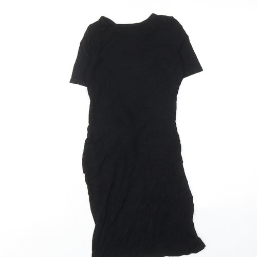 PRETTYLITTLETHING Womens Black Viscose Shift Size 6 Round Neck Pullover - Twist Detail