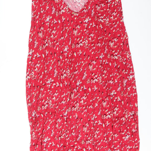 Marks and Spencer Womens Pink Floral Viscose Tank Dress Size 24 Round Neck Pullover
