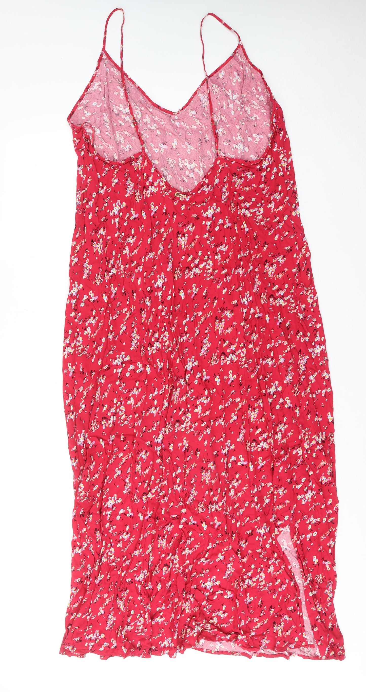 Marks and Spencer Womens Pink Floral Viscose Tank Dress Size 24 Round Neck Pullover
