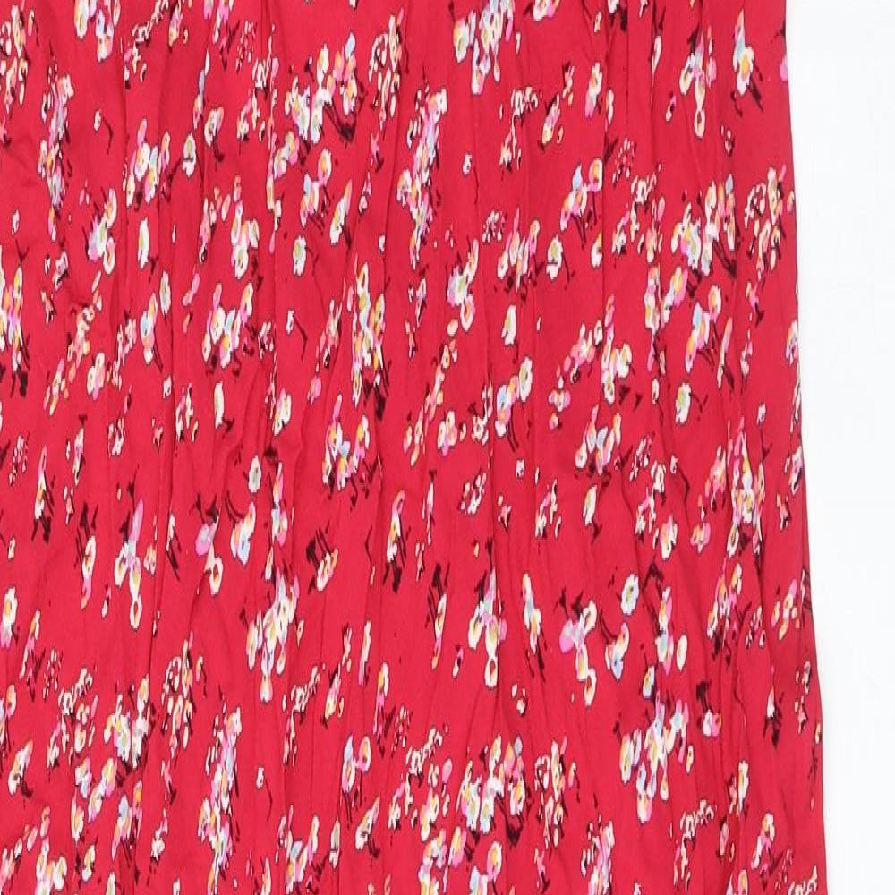 Marks and Spencer Womens Pink Floral Viscose Tank Dress Size 24 Round Neck Pullover