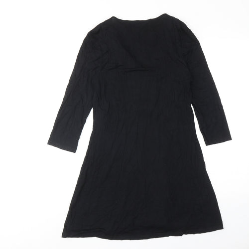 Julien Macdonald Womens Black Viscose A-Line Size 12 V-Neck Pullover