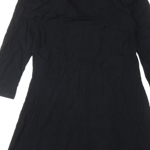 Julien Macdonald Womens Black Viscose A-Line Size 12 V-Neck Pullover
