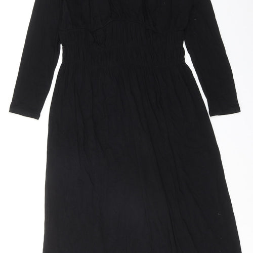 Marks and Spencer Womens Black Polyester A-Line Size 12 Round Neck Pullover