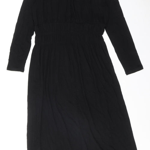 Marks and Spencer Womens Black Polyester A-Line Size 12 Round Neck Pullover
