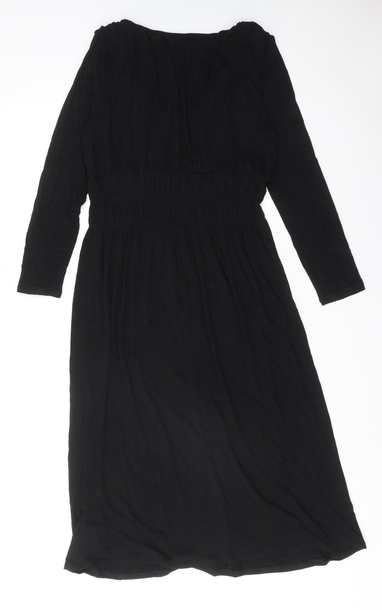 Marks and Spencer Womens Black Polyester A-Line Size 12 Round Neck Pullover