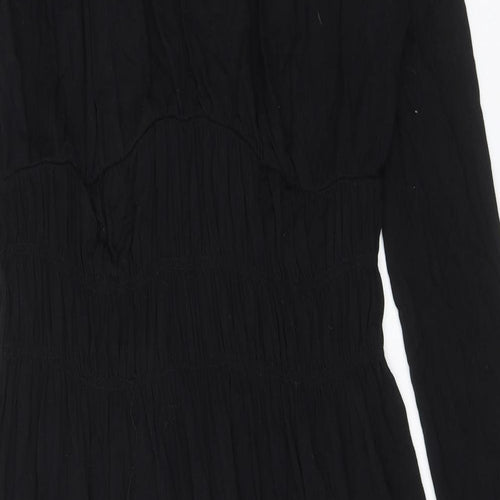Marks and Spencer Womens Black Polyester A-Line Size 12 Round Neck Pullover