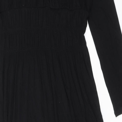 Marks and Spencer Womens Black Polyester A-Line Size 12 Round Neck Pullover