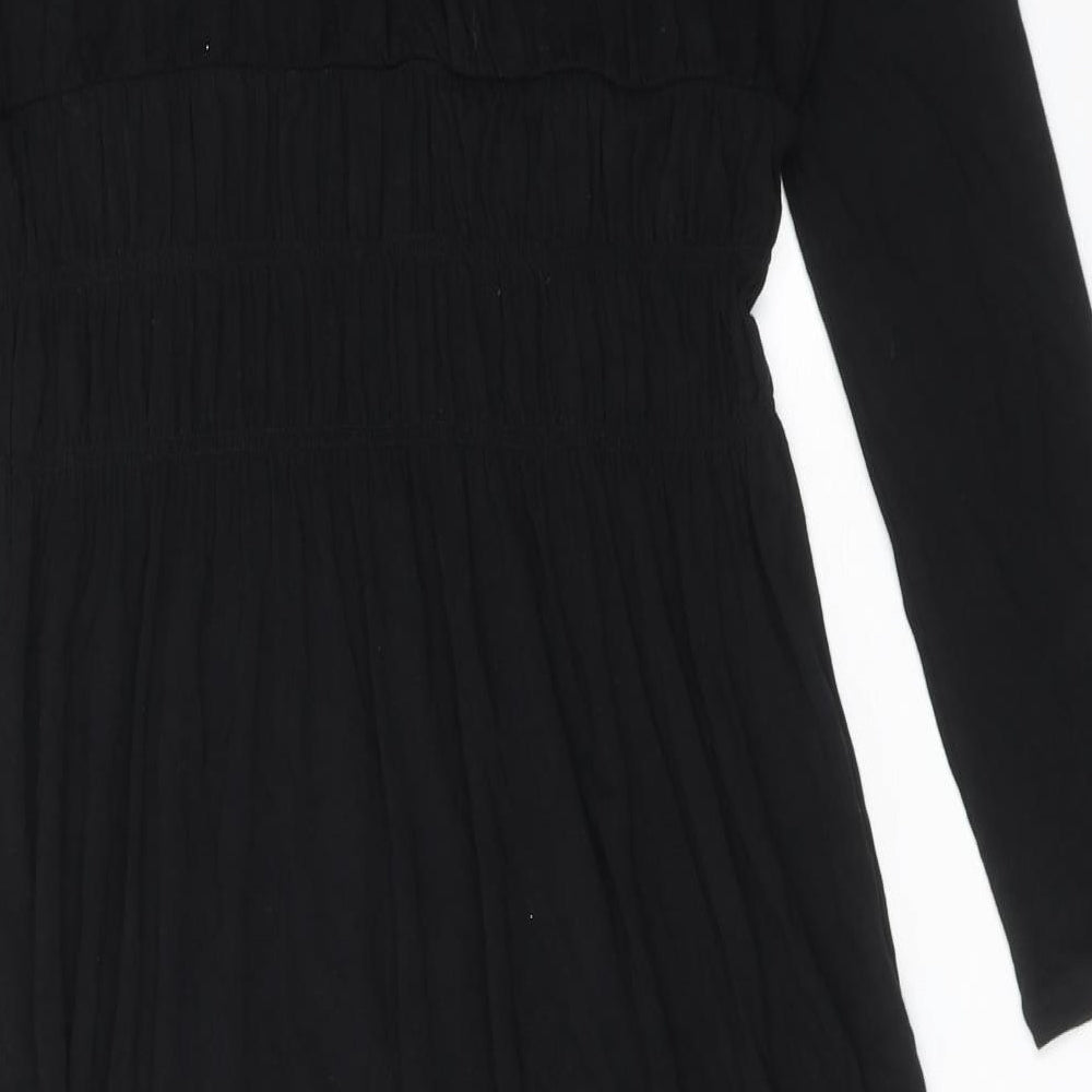 Marks and Spencer Womens Black Polyester A-Line Size 12 Round Neck Pullover