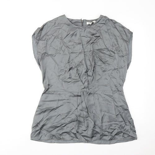 Autograph Womens Grey Viscose Basic Blouse Size 6 Round Neck