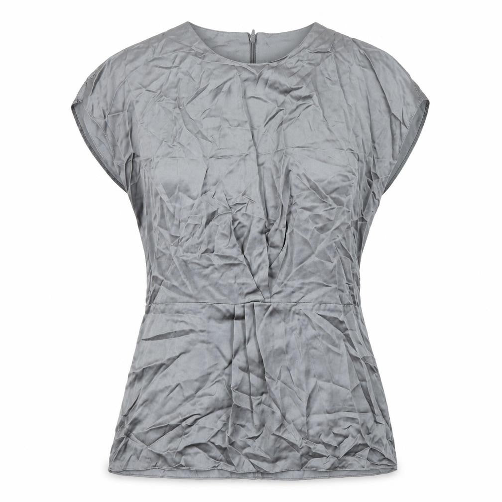 Autograph Womens Grey Viscose Basic Blouse Size 6 Round Neck