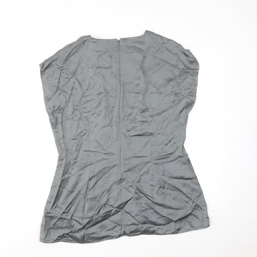 Autograph Womens Grey Viscose Basic Blouse Size 6 Round Neck