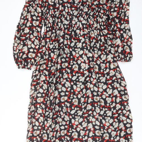 Marks and Spencer Womens Red Geometric Lyocell A-Line Size 16 Round Neck Pullover