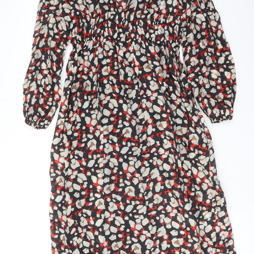 Marks and Spencer Womens Red Geometric Lyocell A-Line Size 16 Round Neck Pullover