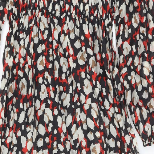 Marks and Spencer Womens Red Geometric Lyocell A-Line Size 16 Round Neck Pullover