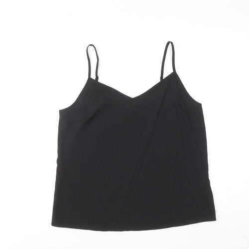 Marks and Spencer Womens Black Polyester Basic Tank Size 10 V-Neck