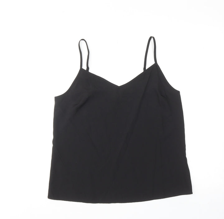 Marks and Spencer Womens Black Polyester Basic Tank Size 10 V-Neck