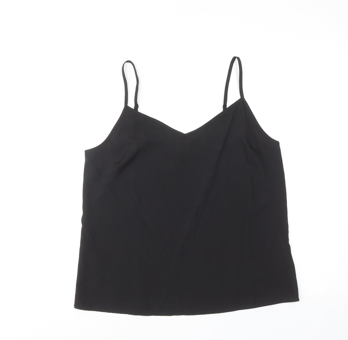 Marks and Spencer Womens Black Polyester Basic Tank Size 10 V-Neck