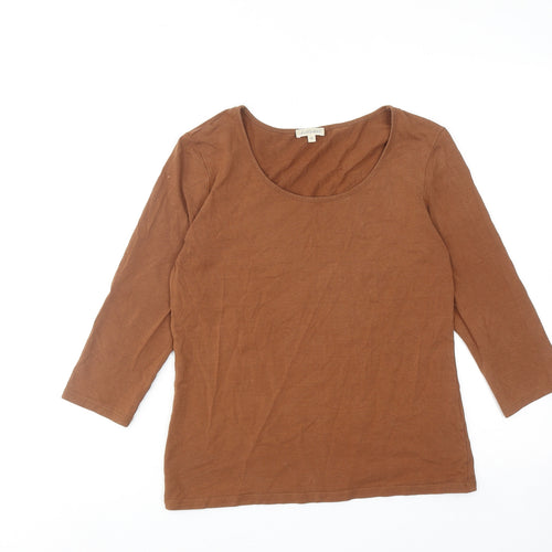 Kettlewell Womens Brown Cotton Basic T-Shirt Size M Scoop Neck