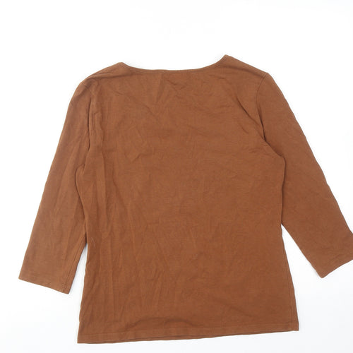 Kettlewell Womens Brown Cotton Basic T-Shirt Size M Scoop Neck
