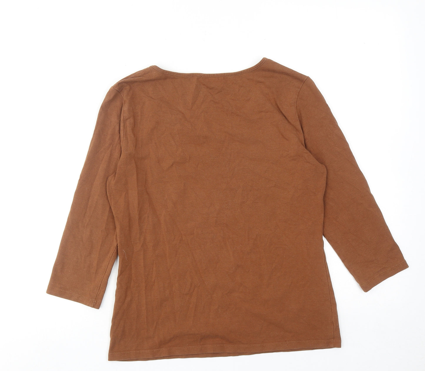 Kettlewell Womens Brown Cotton Basic T-Shirt Size M Scoop Neck
