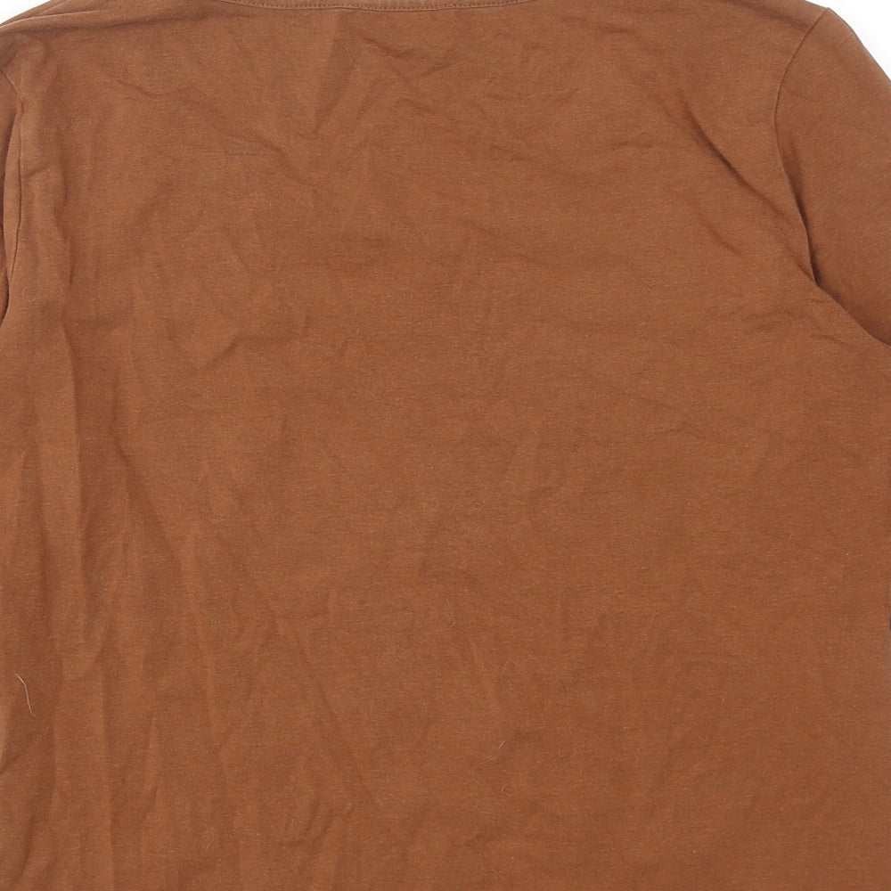 Kettlewell Womens Brown Cotton Basic T-Shirt Size M Scoop Neck