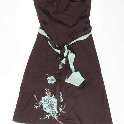 Coast Womens Brown Polyester A-Line Size 12 Off the Shoulder Zip