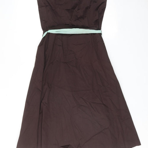 Coast Womens Brown Polyester A-Line Size 12 Off the Shoulder Zip