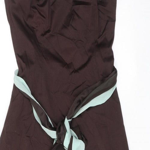 Coast Womens Brown Polyester A-Line Size 12 Off the Shoulder Zip