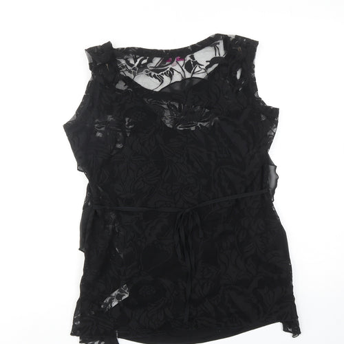 Per Una Womens Black Polyamide Basic Blouse Size 12 Boat Neck
