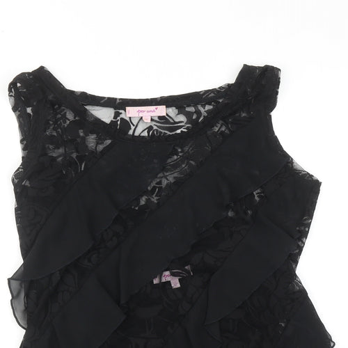 Per Una Womens Black Polyamide Basic Blouse Size 12 Boat Neck