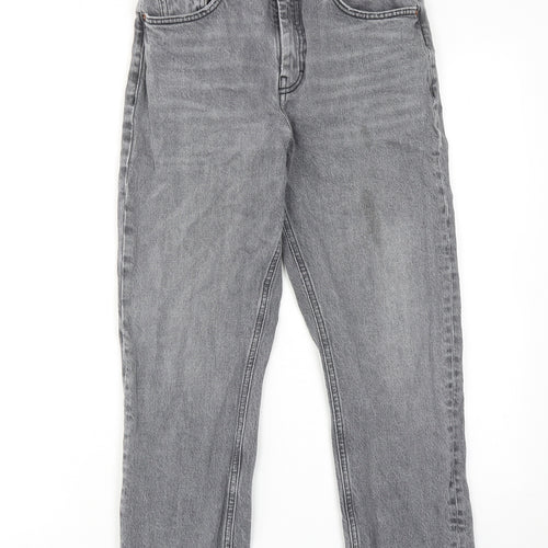 Topshop Womens Grey Cotton Straight Jeans Size 28 in L30 in Regular Zip