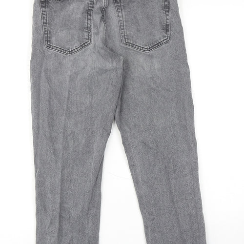 Topshop Womens Grey Cotton Straight Jeans Size 28 in L30 in Regular Zip