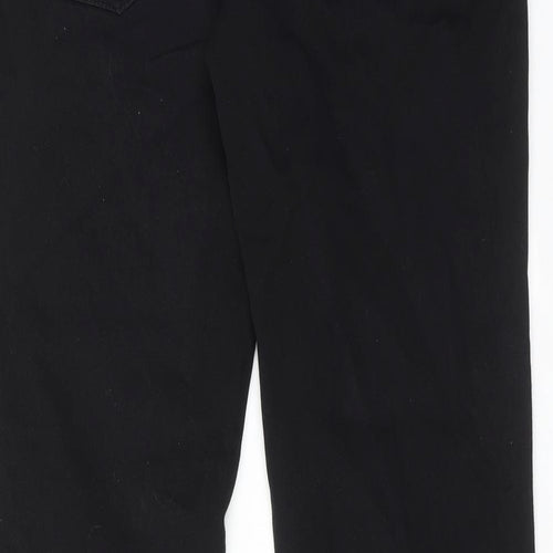 NEXT Womens Black Cotton Bootcut Jeans Size 14 Slim Zip