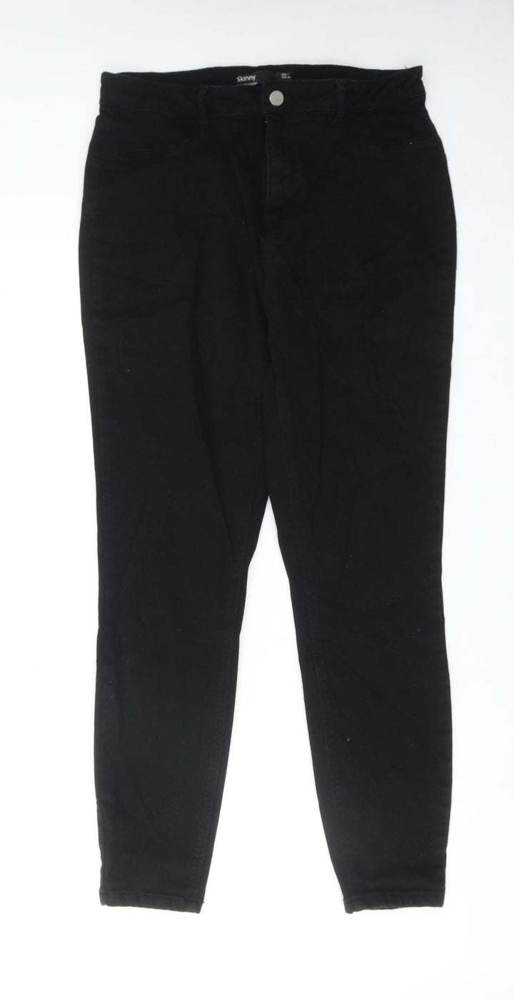 Dunnes Stores Womens Black Cotton Skinny Jeans Size 10 Regular Zip