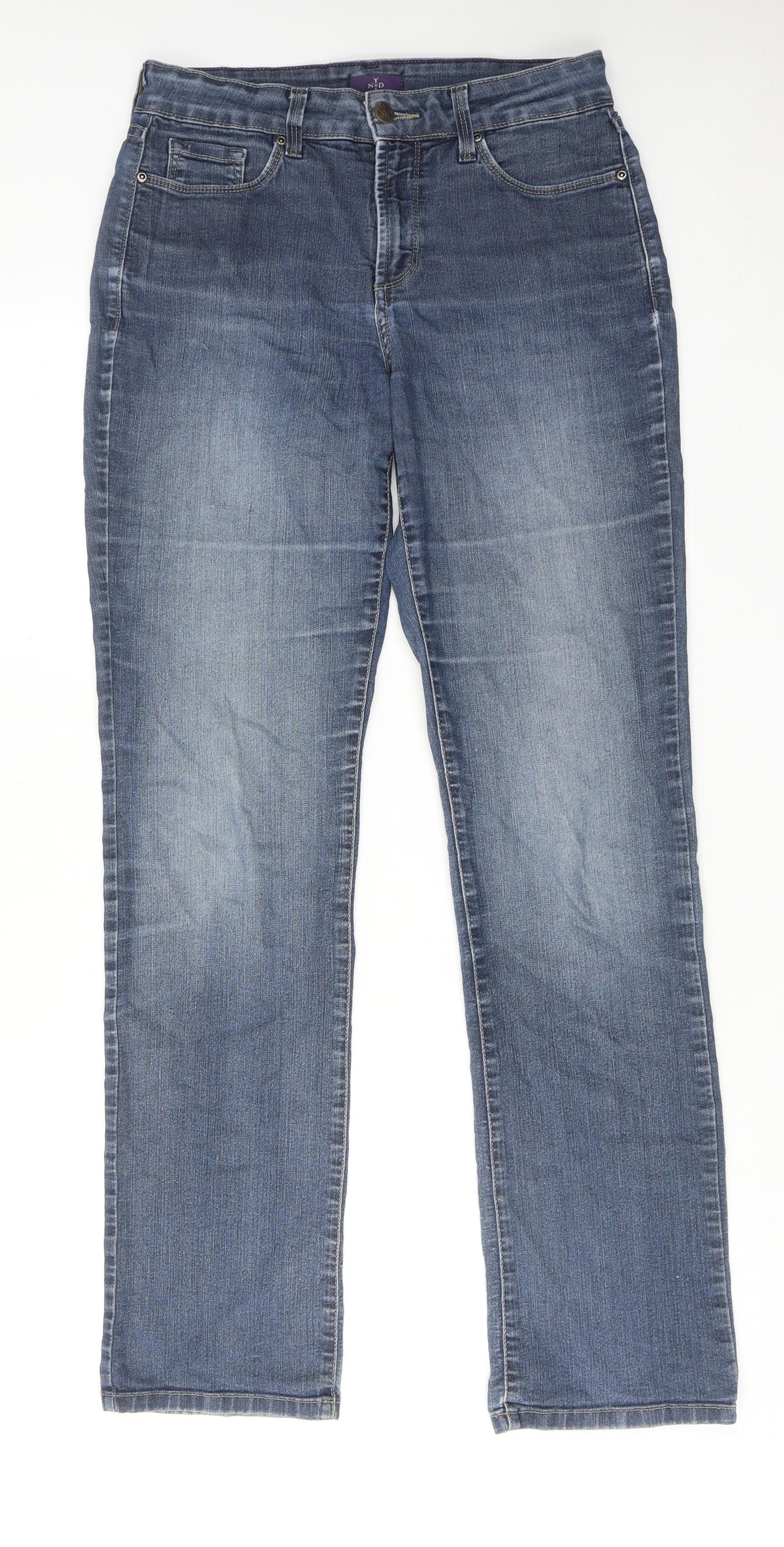 NYDJ Womens Blue Cotton Straight Jeans Size 10 Regular Zip