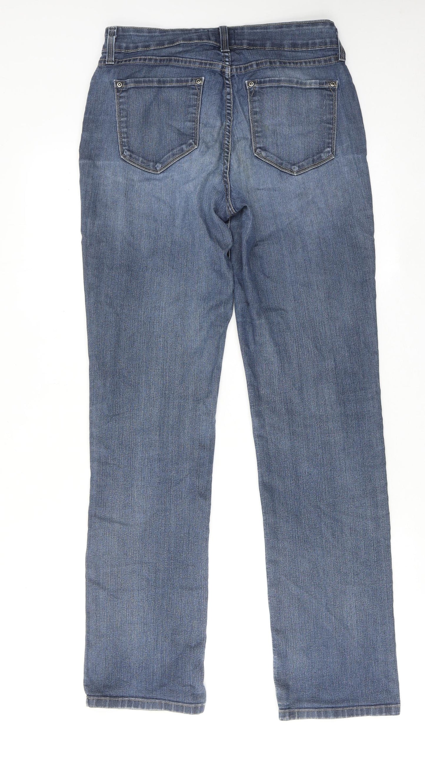 NYDJ Womens Blue Cotton Straight Jeans Size 10 Regular Zip