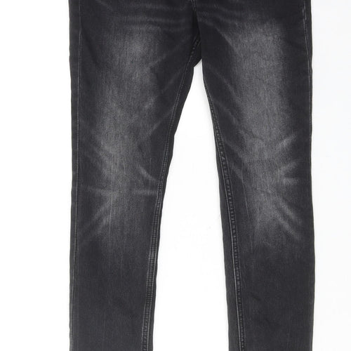 H&M Boys Black Cotton Skinny Jeans Size 11-12 Years Regular Zip