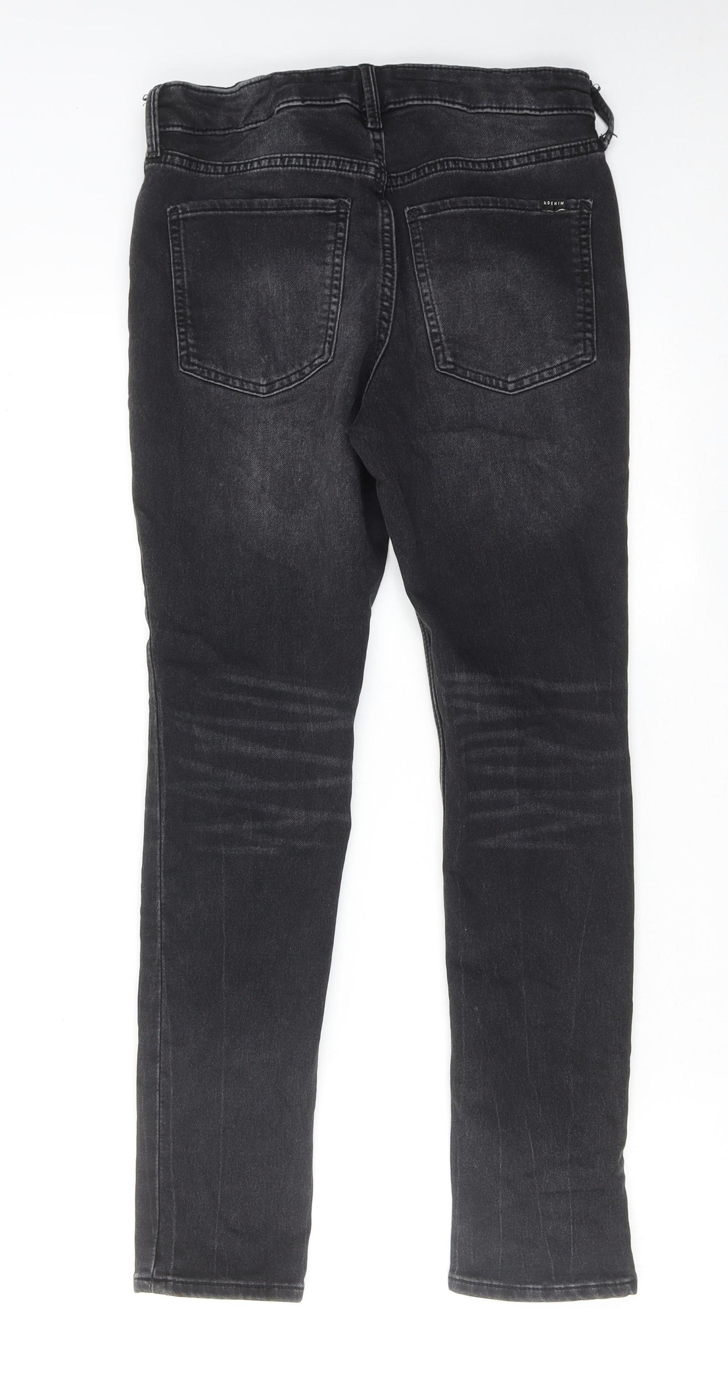 H&M Boys Black Cotton Skinny Jeans Size 11-12 Years Regular Zip