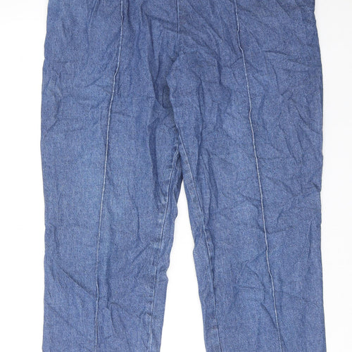 Marks and Spencer Womens Blue Cotton Straight Jeans Size 14 Regular Zip