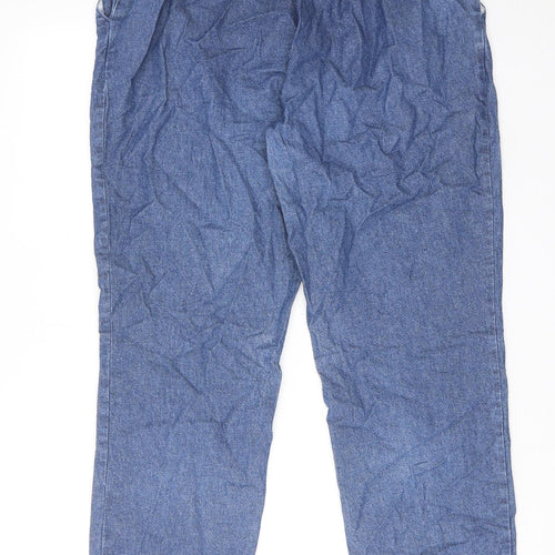 Marks and Spencer Womens Blue Cotton Straight Jeans Size 14 Regular Zip