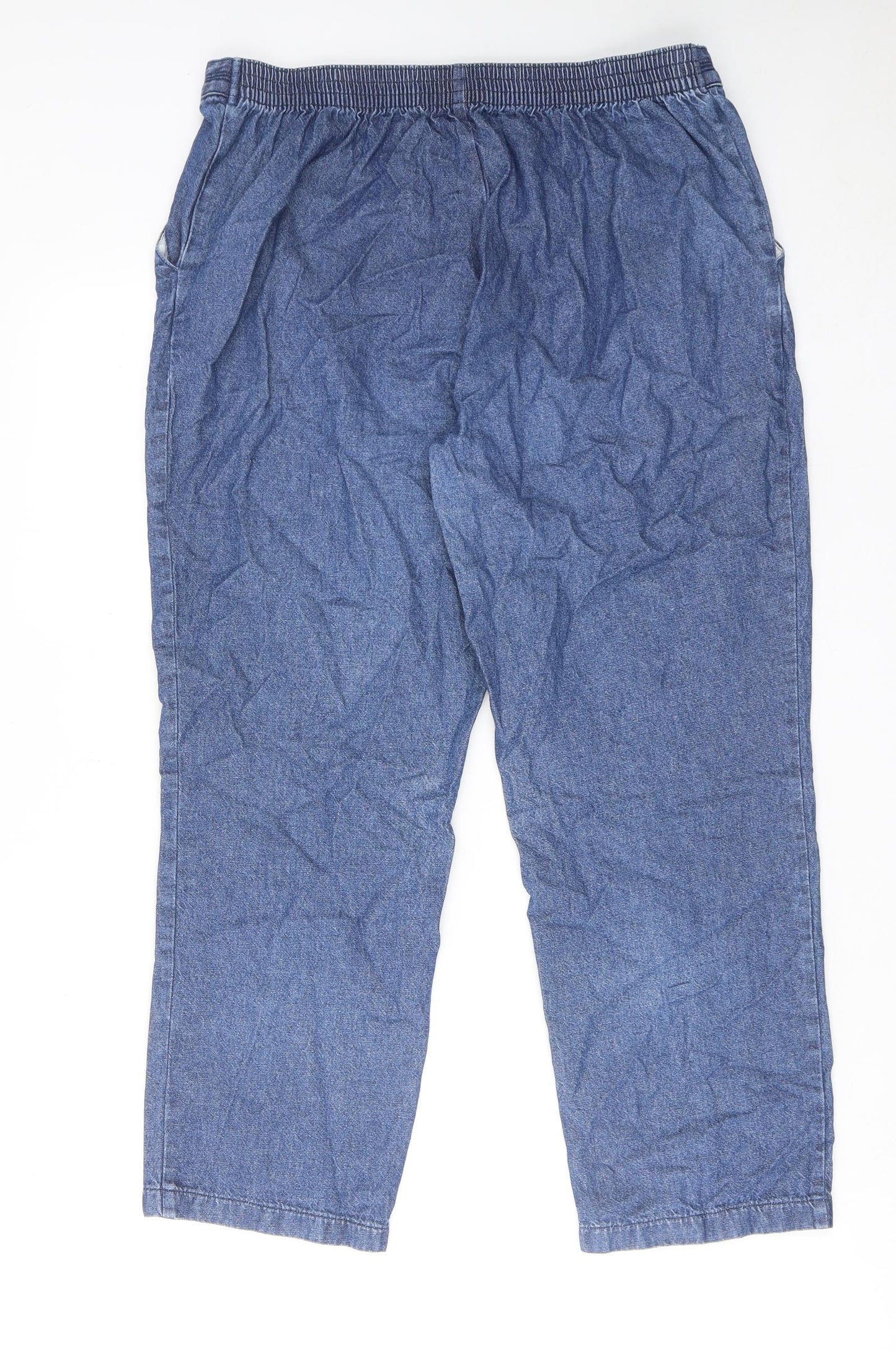 Marks and Spencer Womens Blue Cotton Straight Jeans Size 14 Regular Zip
