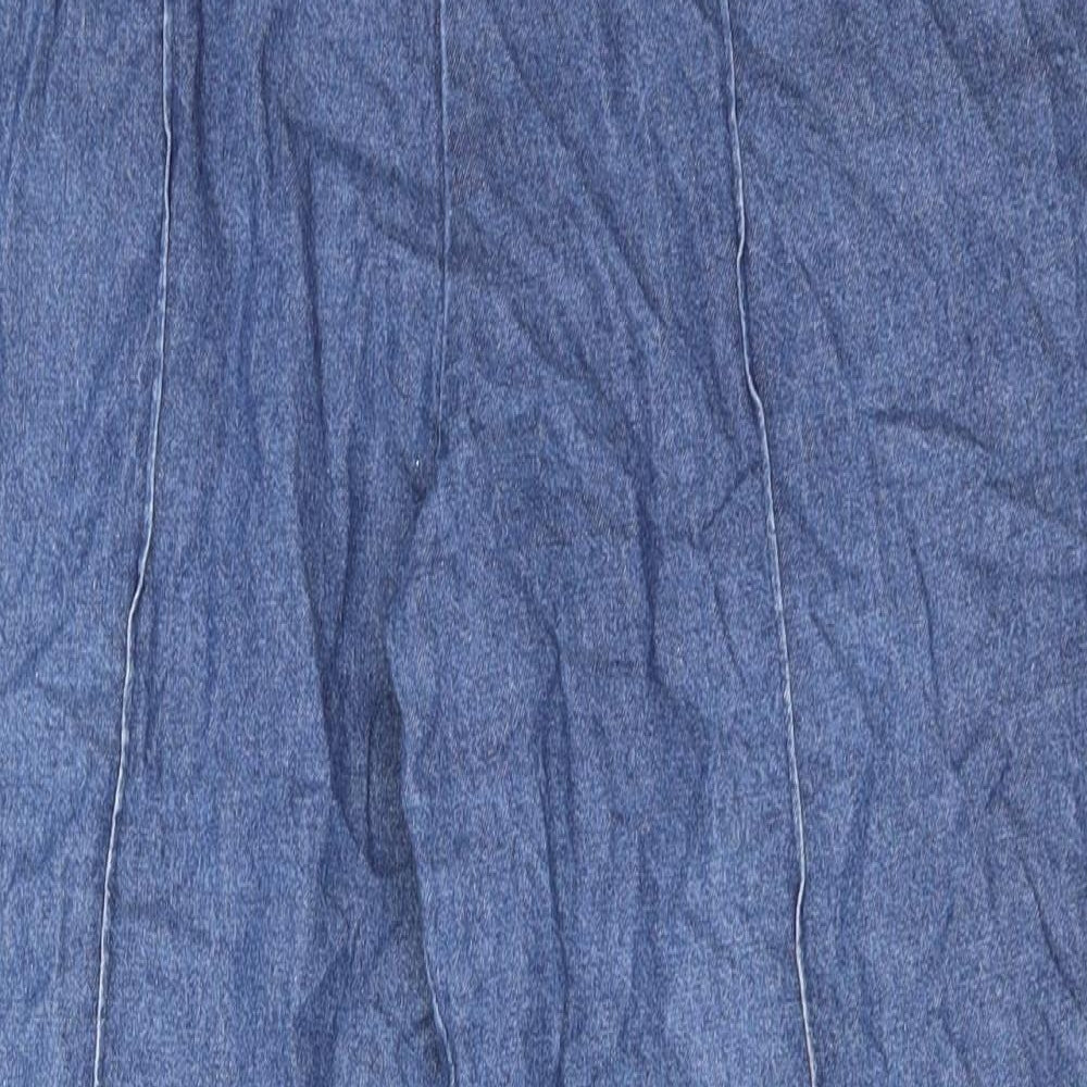 Marks and Spencer Womens Blue Cotton Straight Jeans Size 14 Regular Zip