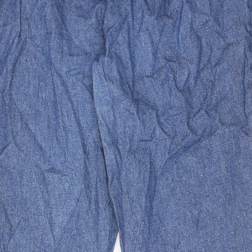 Marks and Spencer Womens Blue Cotton Straight Jeans Size 14 Regular Zip