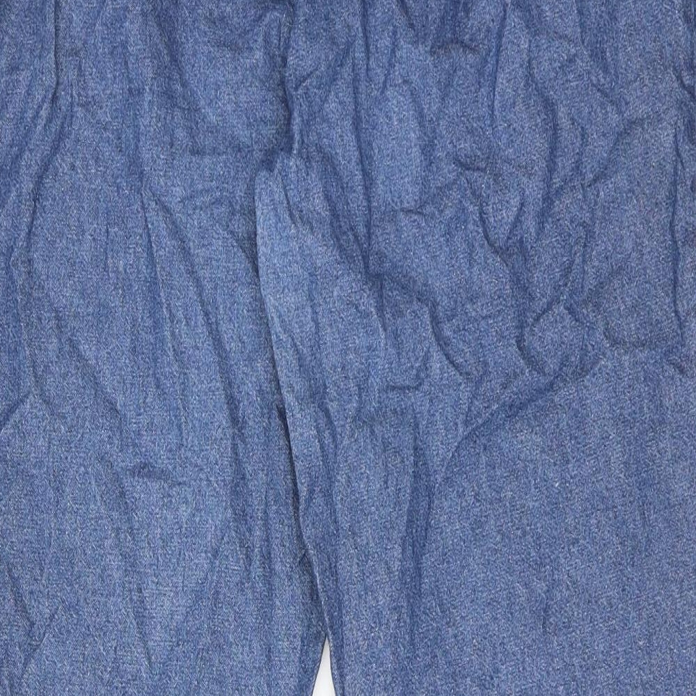 Marks and Spencer Womens Blue Cotton Straight Jeans Size 14 Regular Zip