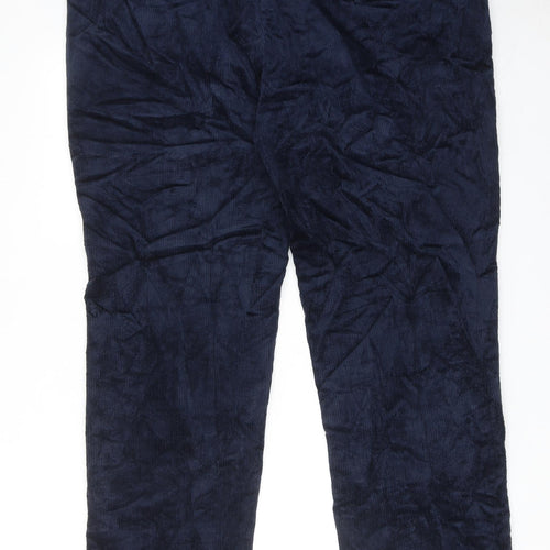 Marks and Spencer Mens Blue Cotton Trousers Size 42 in L29 in Regular Zip