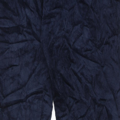 Marks and Spencer Mens Blue Cotton Trousers Size 42 in L29 in Regular Zip